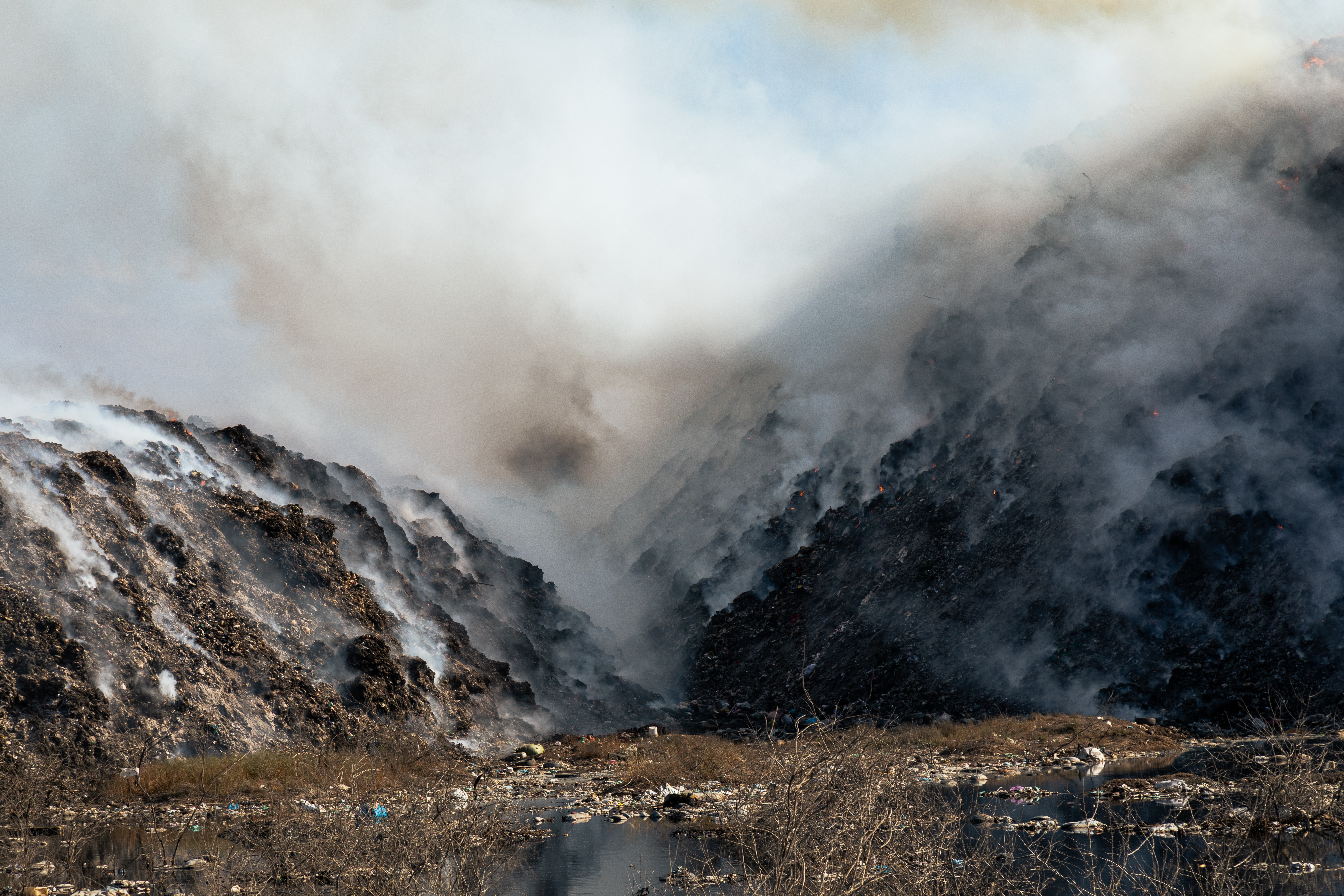 Burning waste releases pollutants into the atmosphere