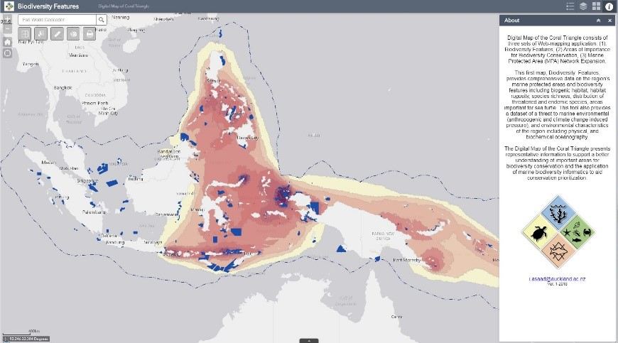 Map of Coral Triangle showing areas with most biodiversity